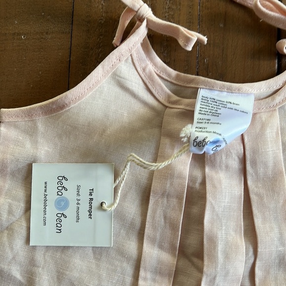 Beba bean pink linen blend tie romper “Greta” - Picture 4 of 6